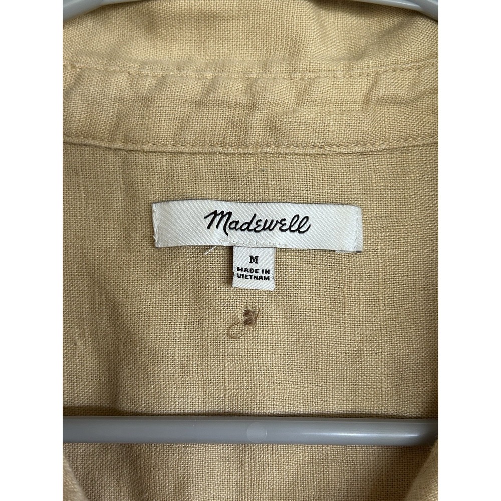 Madewell Flap-Pocket Button-Up Shirt 100% Linen Desert Dune Cropped Lagenlook M - Picture 5 of 7